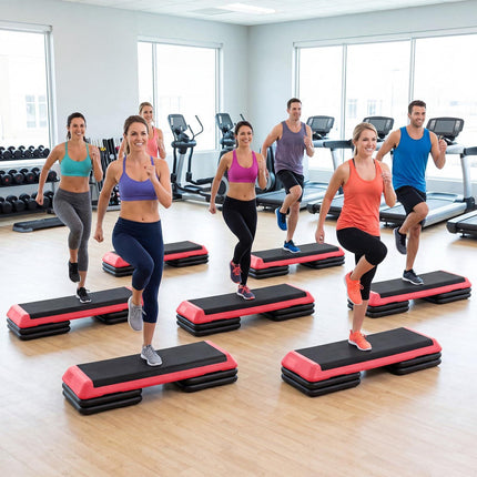 Height Adjustable Aerobic Stepper, Non-Slip, Red