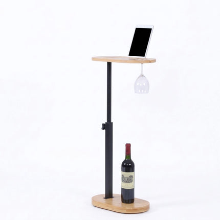 Height-Adjustable Bamboo C-Table with Metal Frame