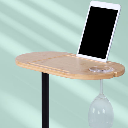 Height-Adjustable Bamboo C-Table with Metal Frame