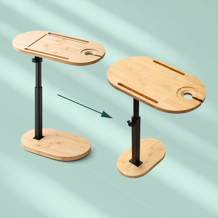 Height-Adjustable Bamboo C-Table with Metal Frame