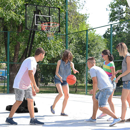 Adjustable steel basketball stand, 293-350 cm, with wheels