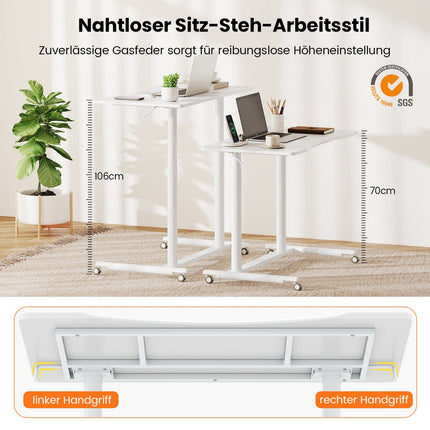 Height-Adjustable C-Shaped Desk with Wheels, 70-106 cm