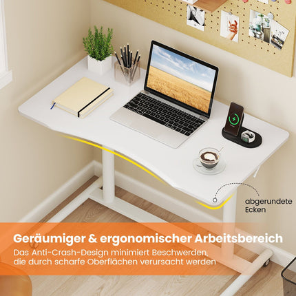 Height-Adjustable C-Shaped Desk with Wheels, 70-106 cm