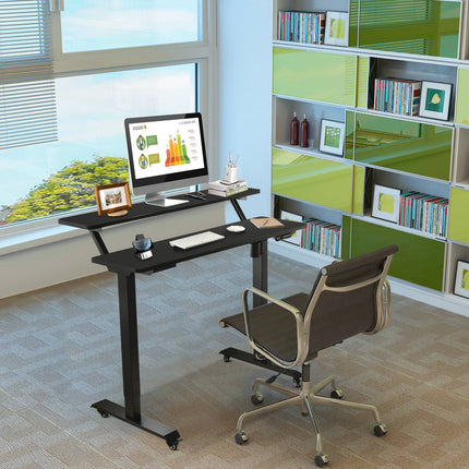 Height Adjustable Desk on Wheels, 120x68 cm, Black