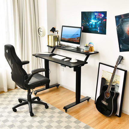 Height Adjustable Desk on Wheels, 120x68 cm, Black