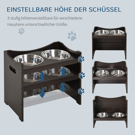 Adjustable dog feeding station, stainless steel bowl, 54 cm