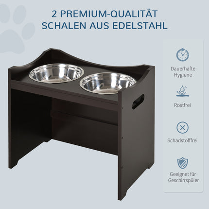 Adjustable dog feeding station, stainless steel bowl, 54 cm
