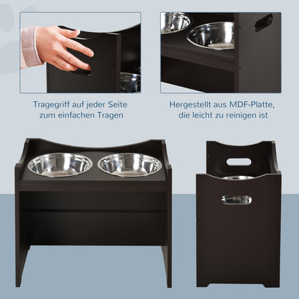 Adjustable dog feeding station, stainless steel bowl, 54 cm