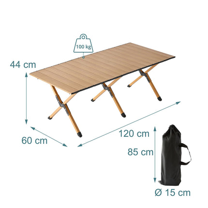 Height-Adjustable Folding Camp Table, Steel, Weatherproof