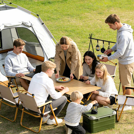 Height-Adjustable Folding Camp Table, Steel, Weatherproof