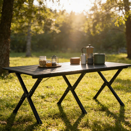Height-Adjustable Folding Camping Table, Steel