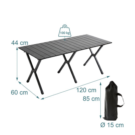 Height-Adjustable Folding Camping Table, Steel