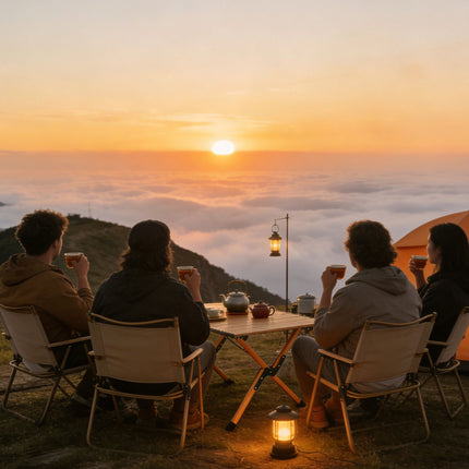 Height-Adjustable Folding Camping Table, Steel, Weatherproof