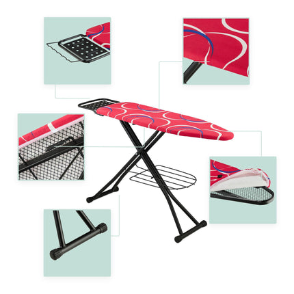Height-Adjustable Ironing Board with Garment Racks