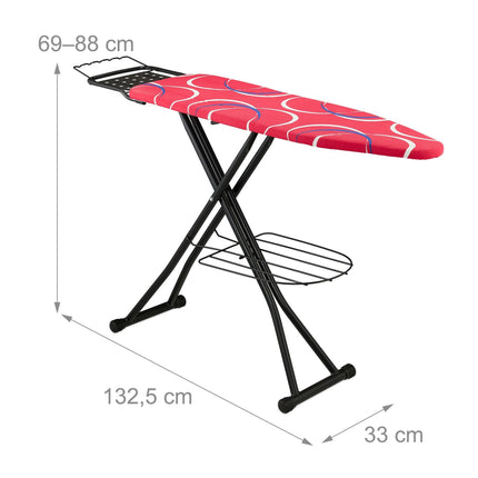 Height-Adjustable Ironing Board with Garment Racks