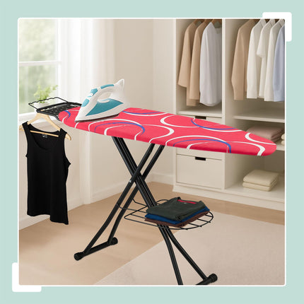 Height-Adjustable Ironing Board with Garment Racks