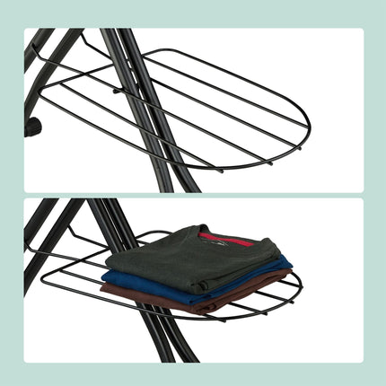Height-Adjustable Ironing Board with Garment Racks