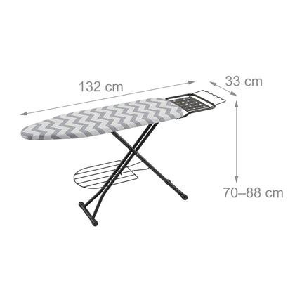 Height-Adjustable Ironing Board with Iron Rest, 110x33 cm
