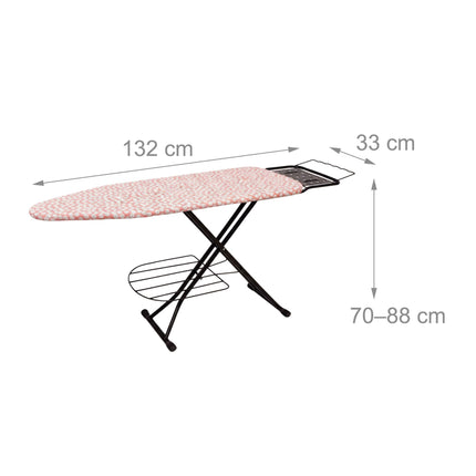 Height-Adjustable Ironing Board with Iron Rest, 110x33 cm