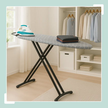 Height-Adjustable Ironing Board with Iron Rest