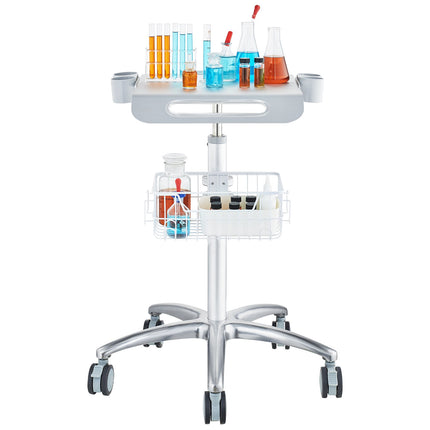 Height-Adjustable Medical Cart With Locking Wheels