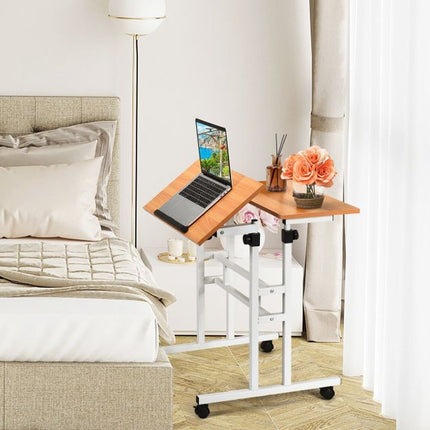 Height-Adjustable Mobile Standing Desk, Tilt Top, Wheels