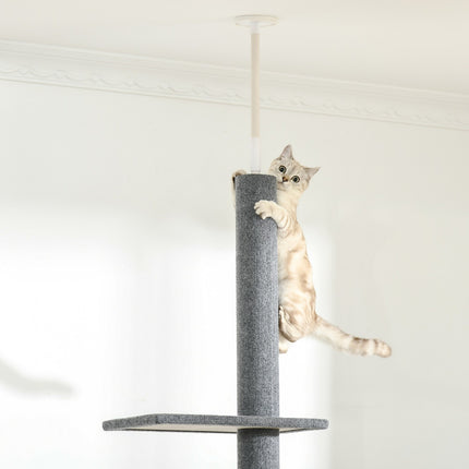 Height-adjustable cat scratching post, climbing tree, grey