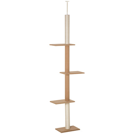 Cat climbing tree, height adjustable scratching post, khaki