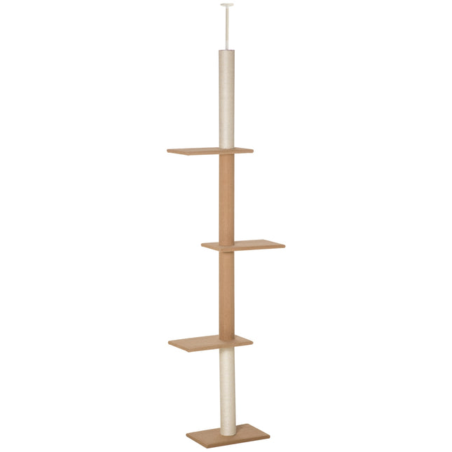 Cat climbing tree, height adjustable scratching post, khaki
