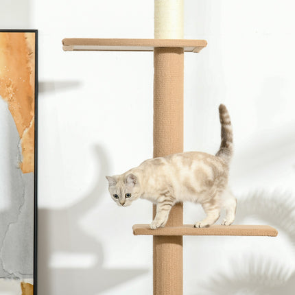 Cat climbing tree, height adjustable scratching post, khaki