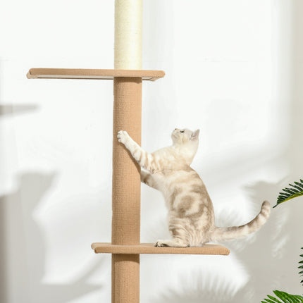 Cat climbing tree, height adjustable scratching post, khaki