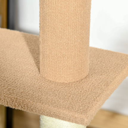 Cat climbing tree, height adjustable scratching post, khaki