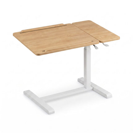 Height-Adjustable Standing Desk with Castors, Natural White
