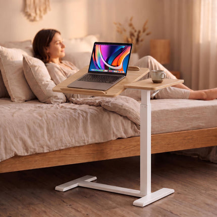 Height-Adjustable Standing Desk with Castors, Natural White