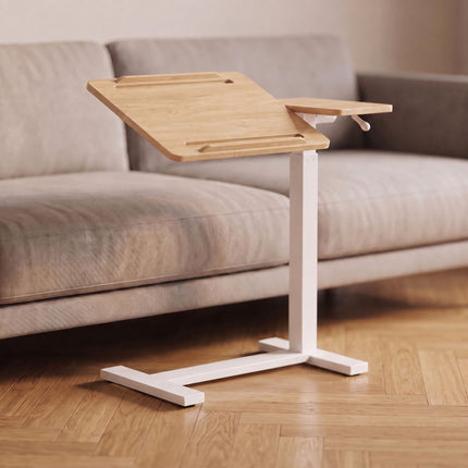 Height-Adjustable Standing Desk with Castors, Natural White