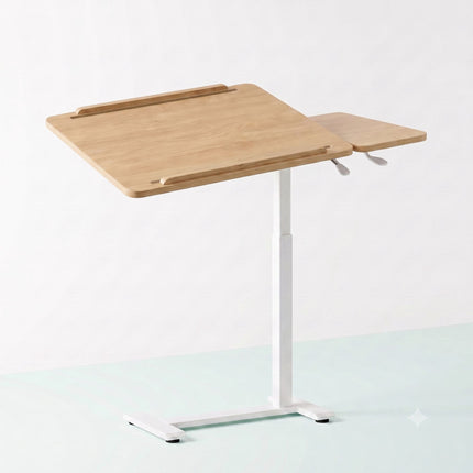 Height-Adjustable Standing Desk with Castors, Natural White