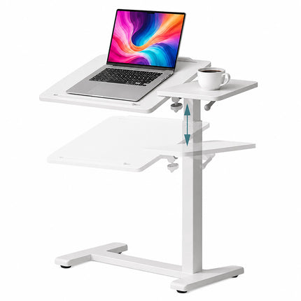 Height-Adjustable Standing Desk with Castors – White