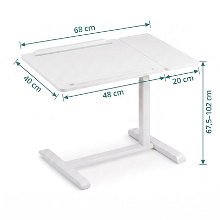 Height-Adjustable Standing Desk with Castors – White