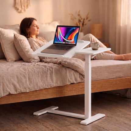 Height-Adjustable Standing Desk with Castors – White