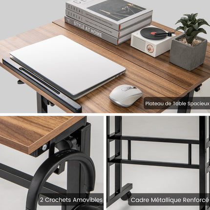 Height Adjustable Standing Desk with Wheels, Tilting Tray