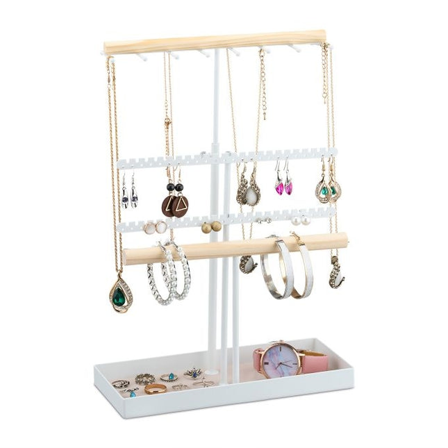 Height-adjustable T-shaped jewelry stand