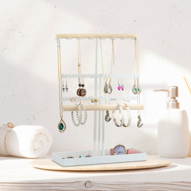 Height-adjustable T-shaped jewelry stand