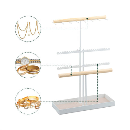 Height-adjustable T-shaped jewelry stand