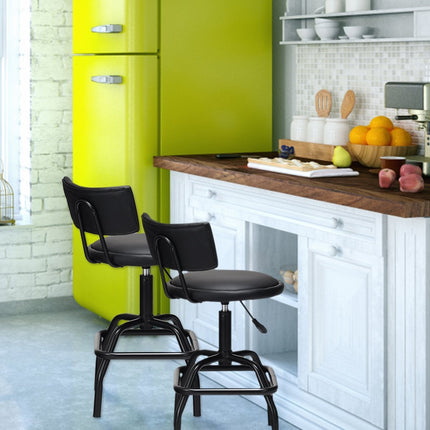 Height-adjustable bar stool with faux leather & padded backrest 360° rotating bar chair