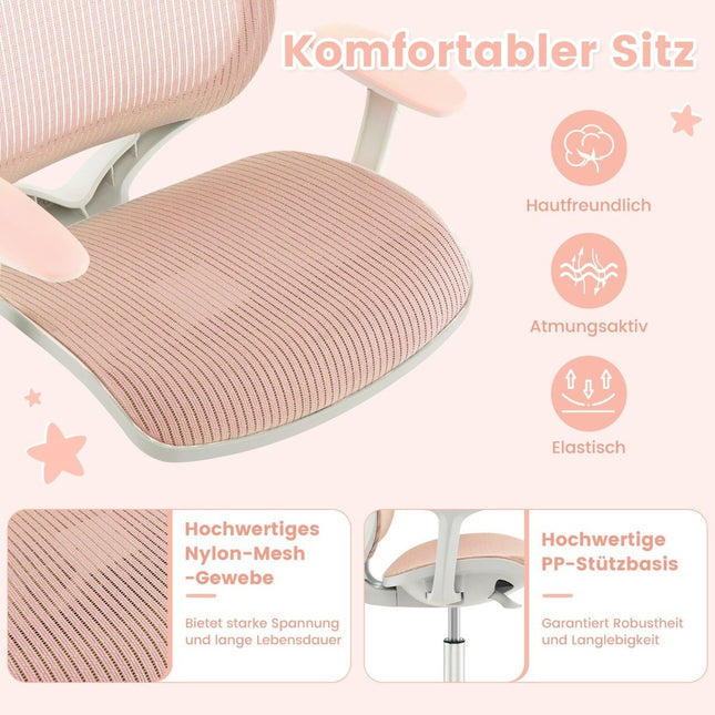 Height-adjustable children's swivel chair with seat brake Ergonomic desk chair Office chair Pink