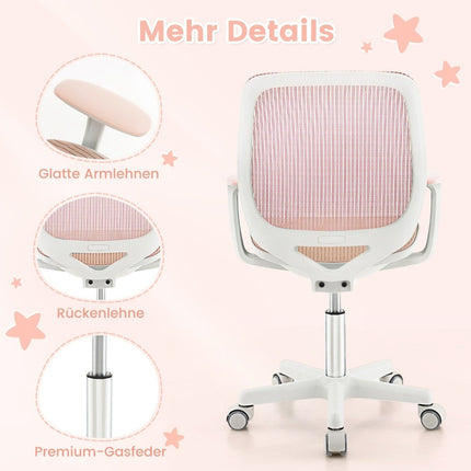 Height-adjustable children's swivel chair with seat brake Ergonomic desk chair Office chair Pink