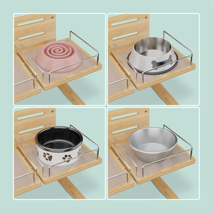 Height-adjustable feeding station for dogs