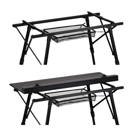 Height-adjustable folding aluminum table