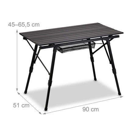 Height-adjustable folding aluminum table