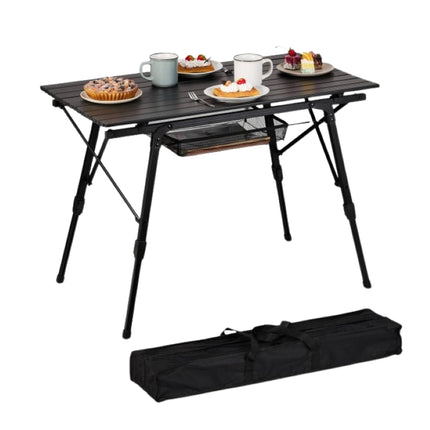 Height-adjustable folding aluminum table